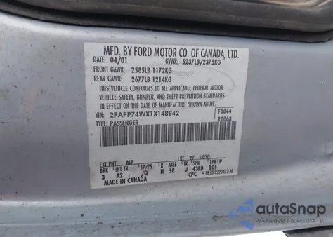 2001 Ford Crown Victoria Lx from USA, damaged, VIN 2FAFP74WX1X148842